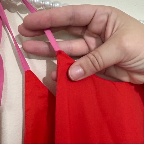 ❌SOLD❌STAUD Minerva Red & Pink Color Block Side Tie Maxi Dress SIZE XS - Picture 8 of 11
